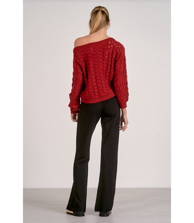 Elan Wide Neck Sweater Red
