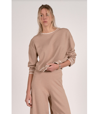 Elan Sweater Crew Neck Contras Tan White