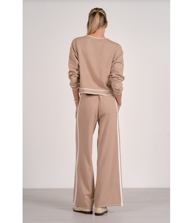 Elan Sweater Crew Neck Contras Tan White