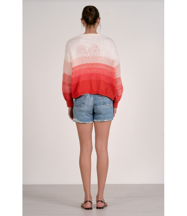 Elan Sweater Cardigan Loose Knit Red Ombre