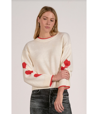 Elan Heart Crewneck Sweater Off White