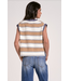 Elan Deep V-Neck Sweater Vest Camel Stripe