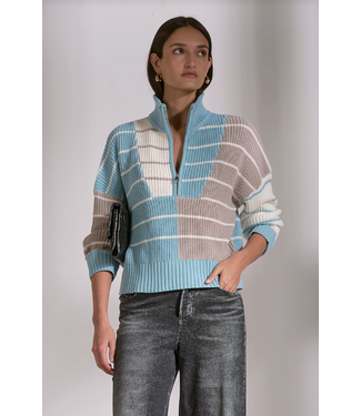 Elan Half Zip Sweater Blue/ Grey