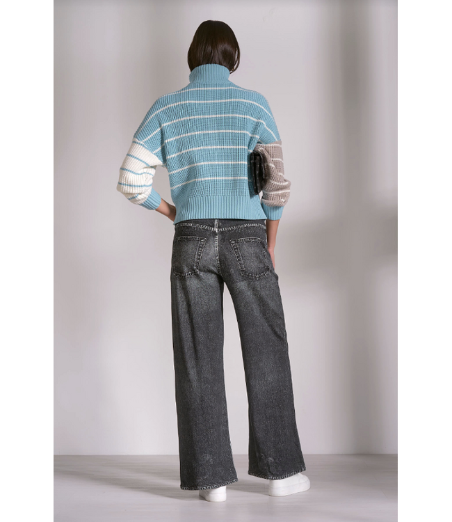 Elan Half Zip Sweater Blue/ Grey