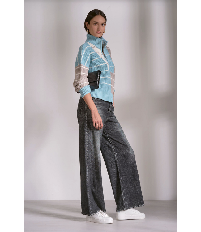 Elan Half Zip Sweater Blue/ Grey