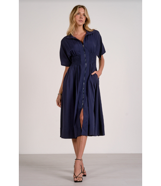 Elan Midi Dress Smock Waist Navy