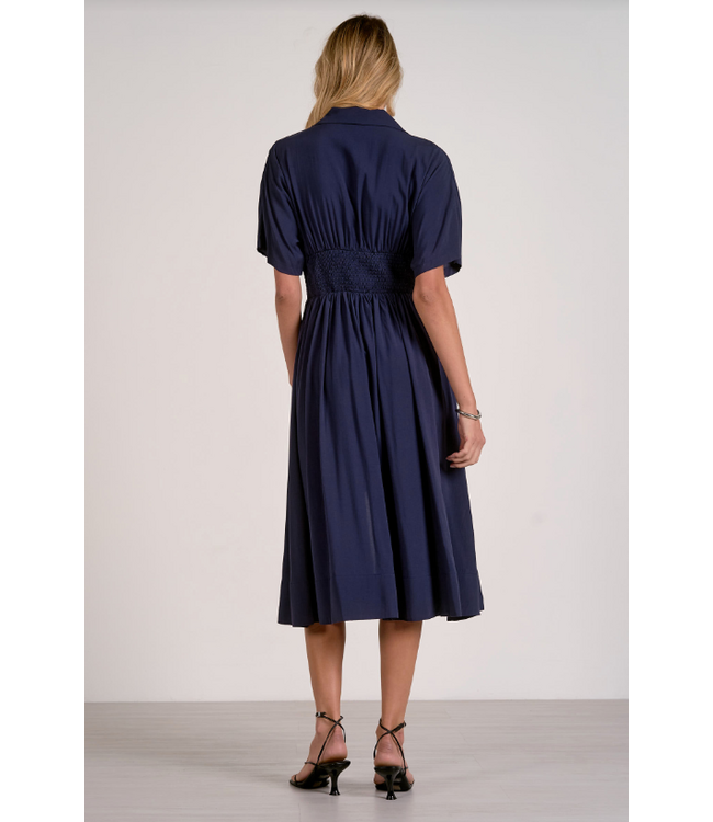 Elan Midi Dress Smock Waist Navy