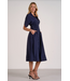Elan Midi Dress Smock Waist Navy