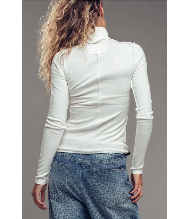 Solid Turtleneck Knit Top Ivory
