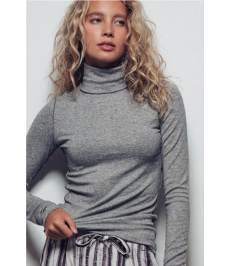 Solid Turtleneck Top Grey