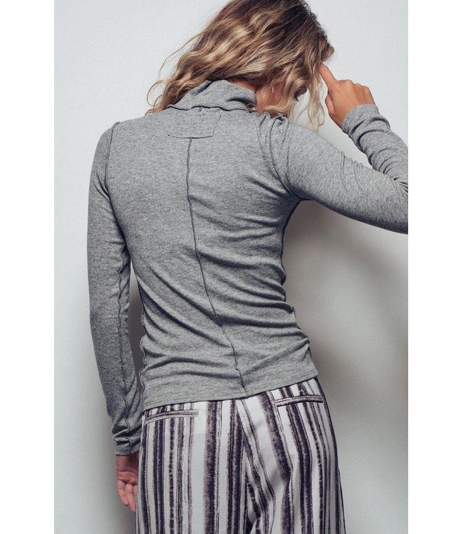 Solid Turtleneck Top Grey
