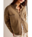 Slouchy Button Down Knit Cardigan Khaki