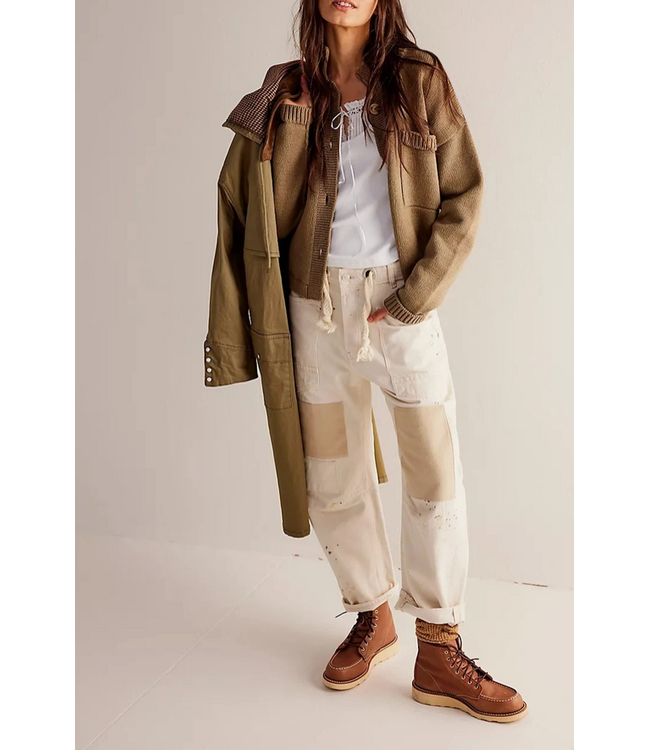 Slouchy Button Down Knit Cardigan Khaki