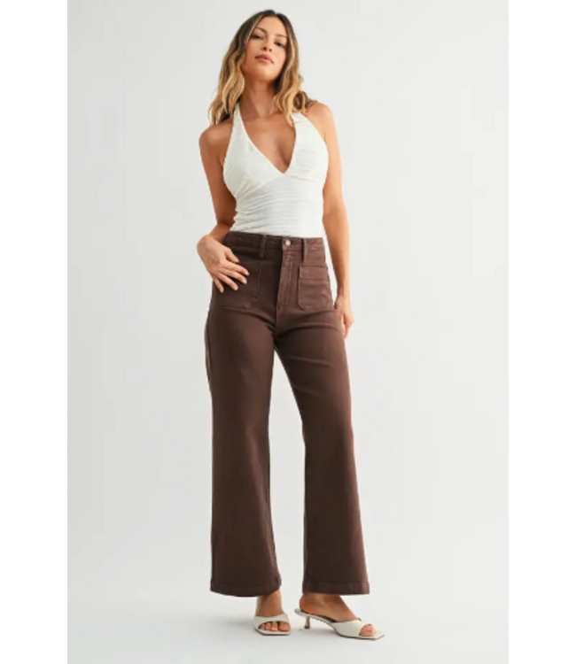 Just Black Denim Patch Pocket Wide Leg