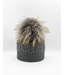 Linda Richards Genuine Double Cashmere Slouch Hat Fur Pom Dove