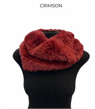 Linda Richards Funneled Collar Genuine Rex Rabbit Crimson