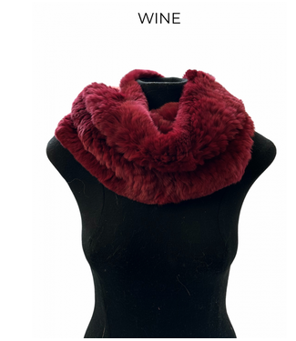 Linda Richards Funneled Collar Genuine Rex Rabbit Wine