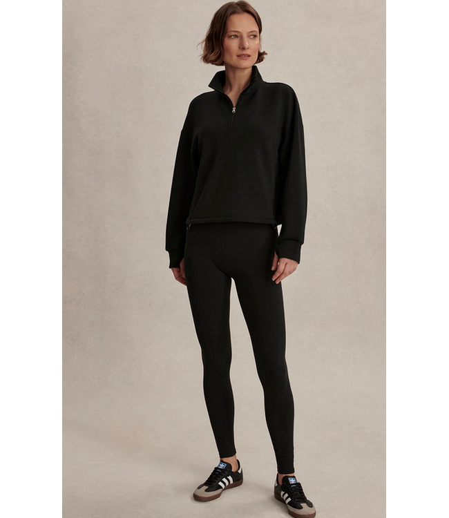Varley Sian Cropped Half-Zip Sweat Black