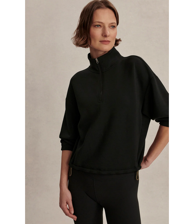 Varley Sian Cropped Half-Zip Sweat Black