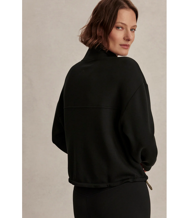 Varley Sian Cropped Half-Zip Sweat Black