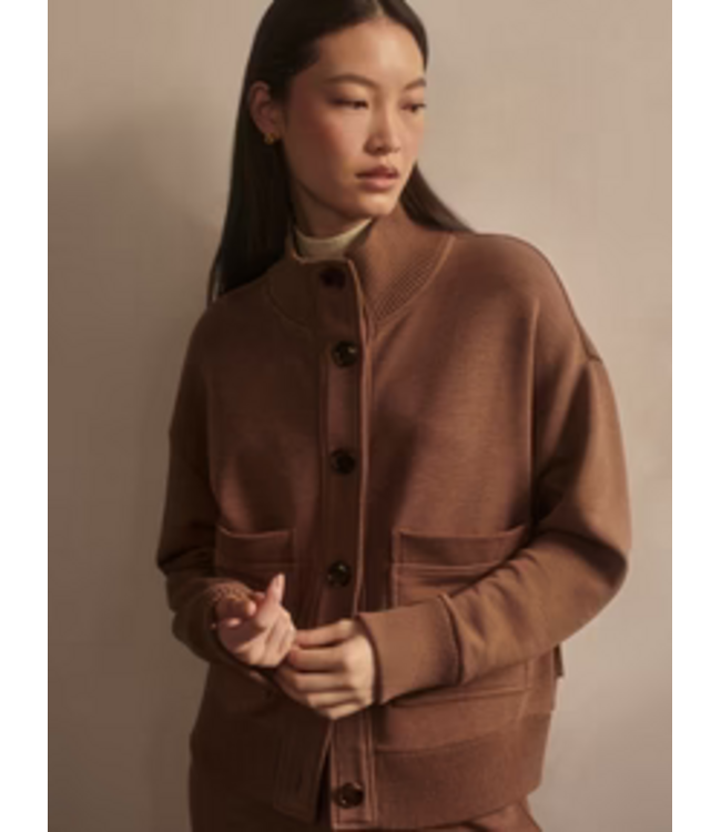 Varley Sabrina Button Thru Sweat Golden Bronze Marl