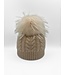 Linda Richards Genuine Double Cashmere Slouch Hat Fur Pom Ivory