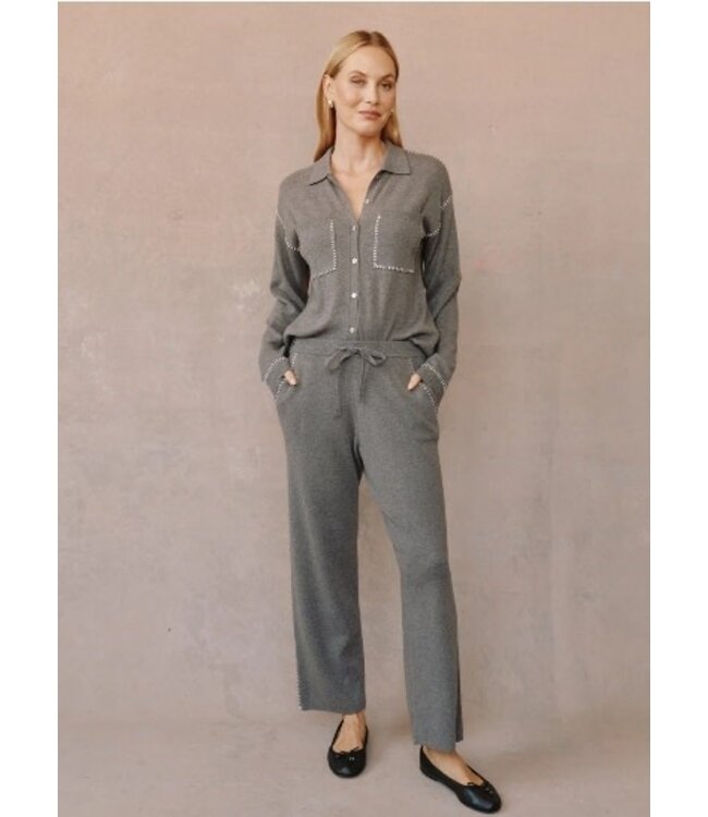 Bella Dahl Whip Stitch Straight Leg Pant Smoke
