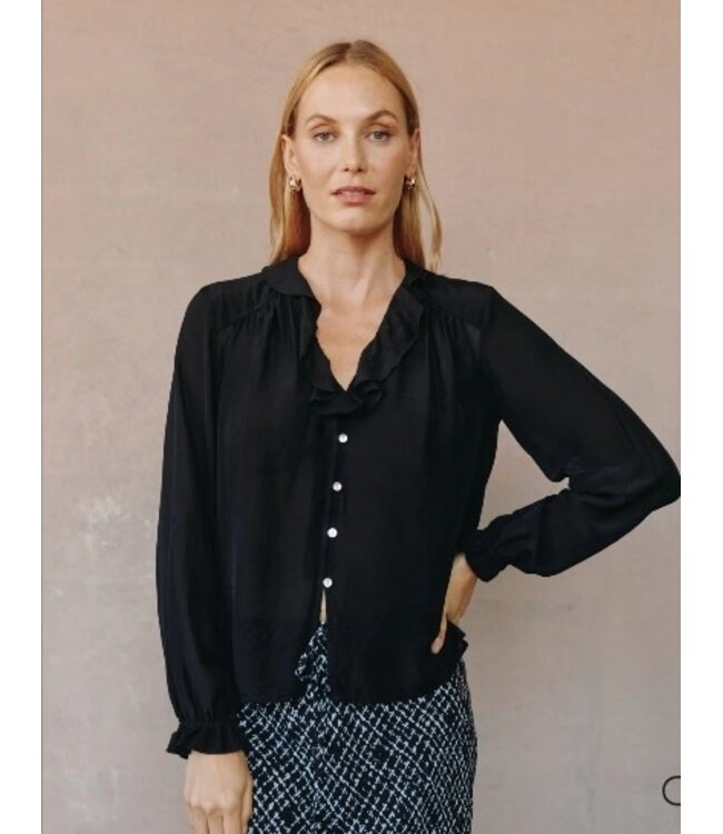 Bella Dahl Raglan Ruffle Blouse Black