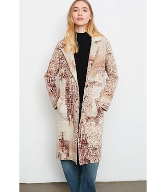 Wool Blend Sweater Coat Rust/Tan