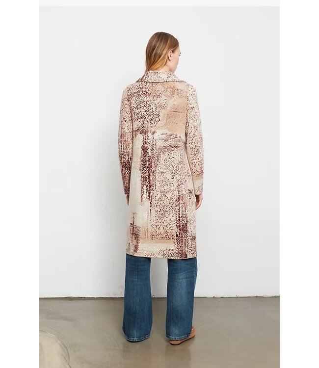 Wool Blend Sweater Coat Rust/Tan