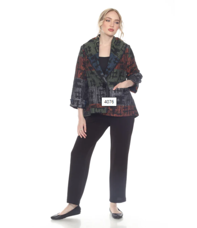 Button Front Rust Blue Green Jacket