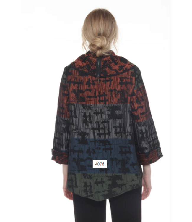 Button Front Rust Blue Green Jacket