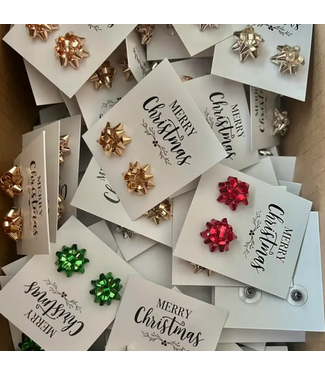 Christmas Bow Earrings Red
