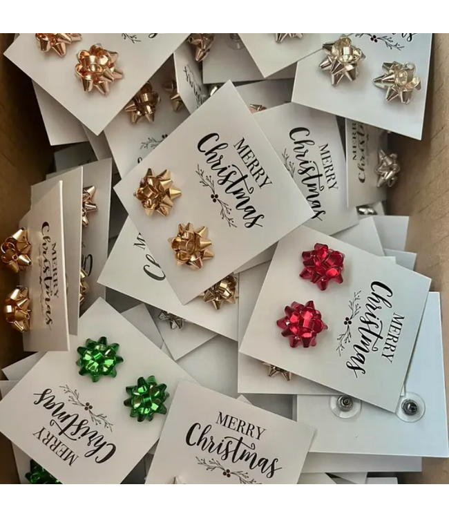 Christmas Bow Earrings Red