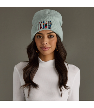 Ski Embroidered Knit Beanie Light Blue