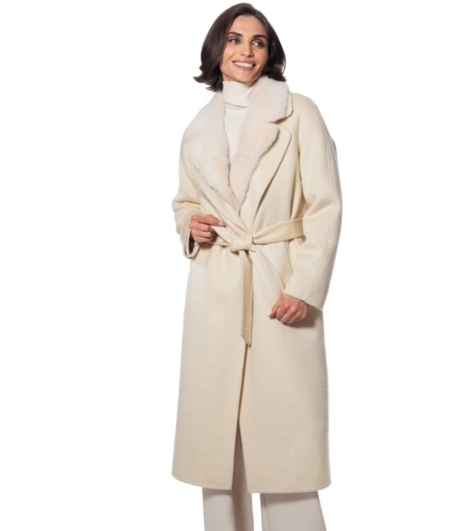 Linda Richards Mink Cashmere Wool Jacket White