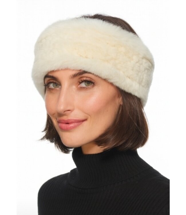 Linda Richards Genuine Rex Rabbit Headband Cream