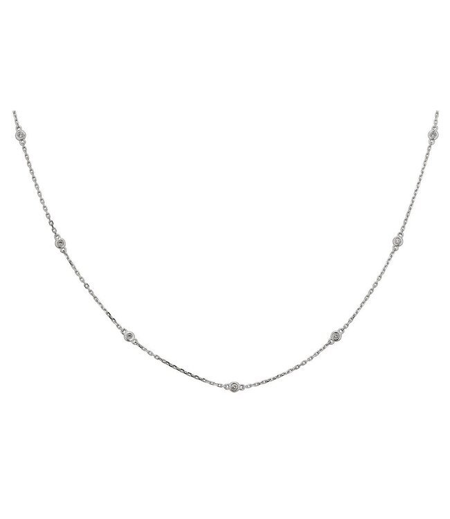 Simply Elegant Boutique 0.25Ct 14K Diamond Bezel 7 Station Necklace