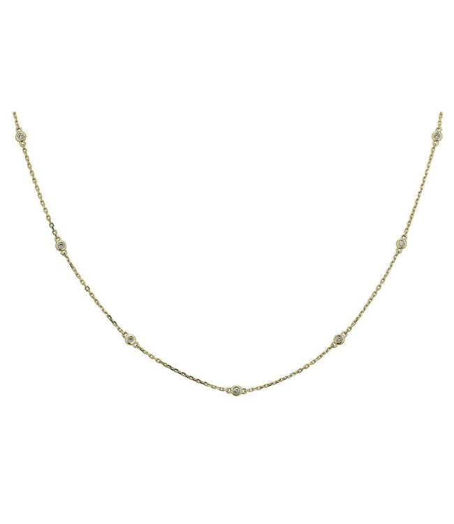 Simply Elegant Boutique 0.25Ct 14K Diamond Bezel 7 Station Necklace