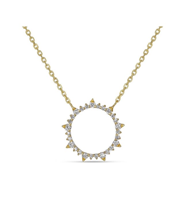 Simply Elegant Boutique Circle Sun Pendant 14KT-0.16CTW