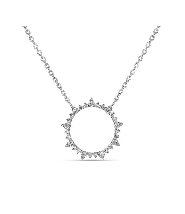 Simply Elegant Boutique Circle Sun Pendant 14KT-0.16CTW