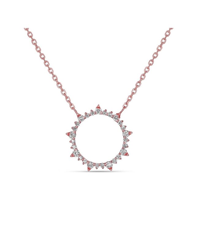 Simply Elegant Boutique Circle Sun Pendant 14KT-0.16CTW