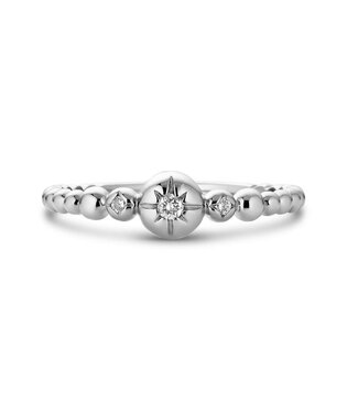 Simply Elegant Boutique 0.05ct 14k Diamond Burnished Sphere Ring