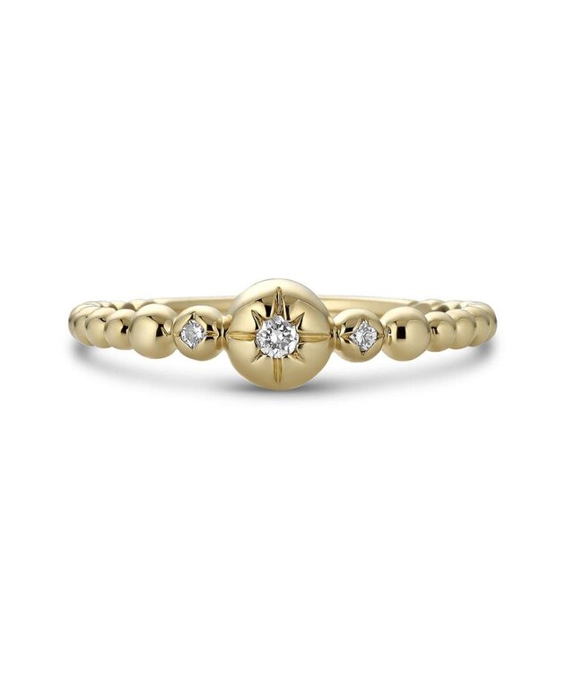 Simply Elegant Boutique 0.05ct 14k Diamond Burnished Sphere Ring