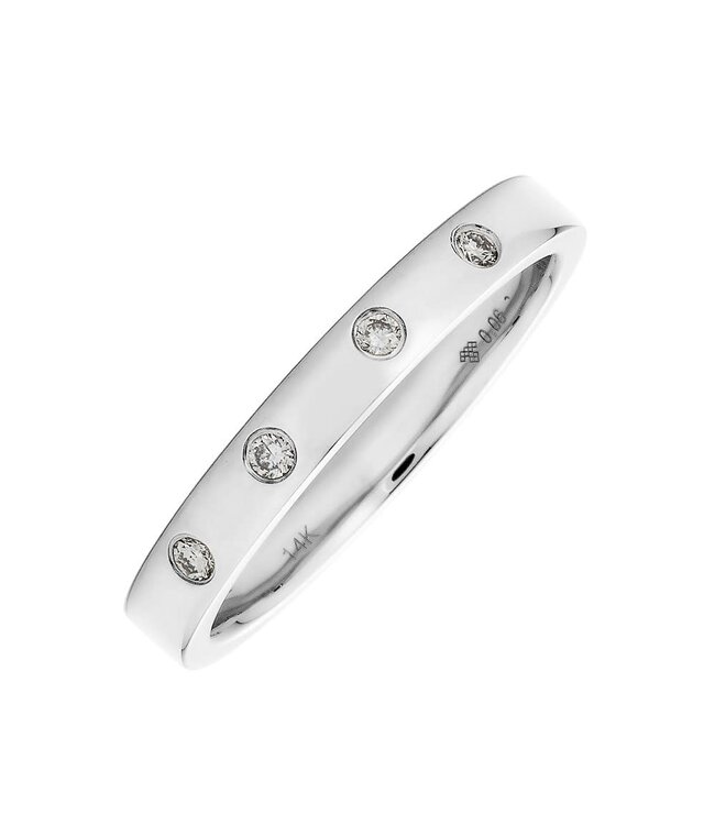 Simply Elegant Boutique 0.06ctw 14K Diamond 4 Stone Burnish Set Ring