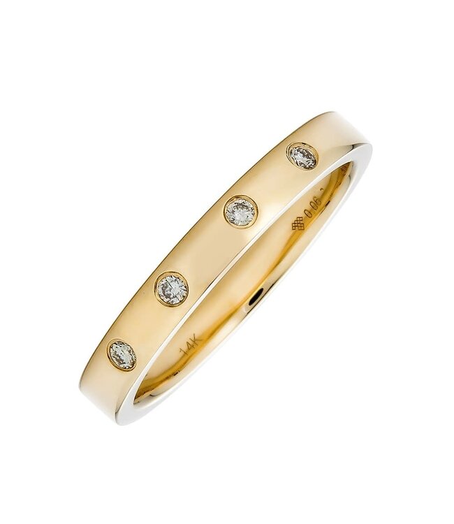 Simply Elegant Boutique 0.06ctw 14K Diamond 4 Stone Burnish Set Ring