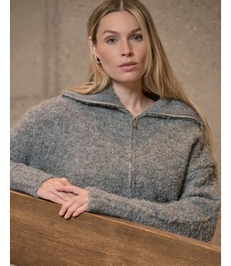 Boi Cardigan with Zipper Closure Grey