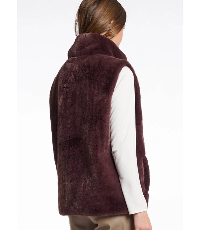 Lison Short Faux Fur Wasitcoat Chocolate