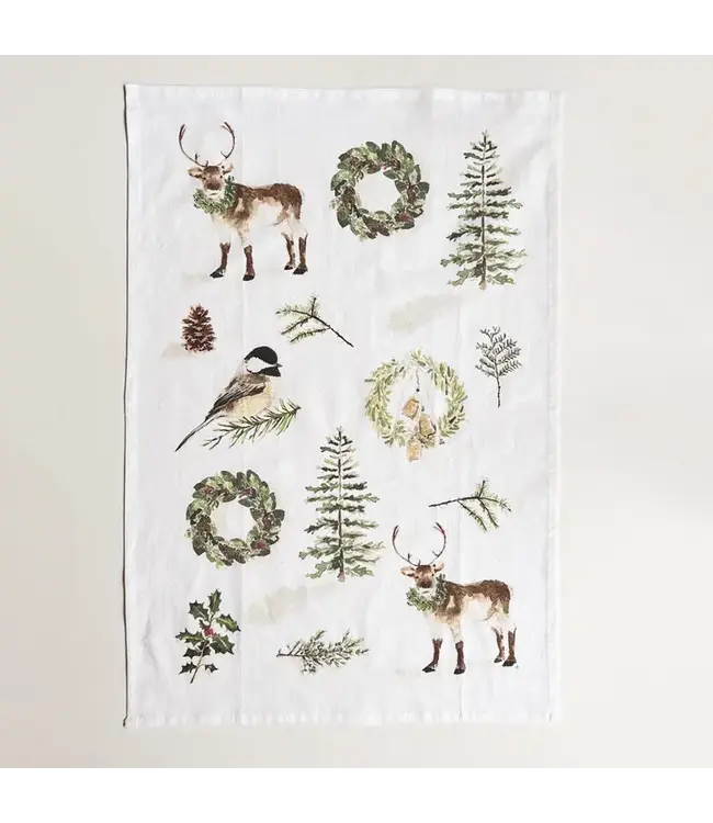 Evergreen Christmas Tea Towel