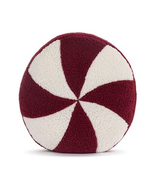 Boucle Red White Peppermint Round Pillow